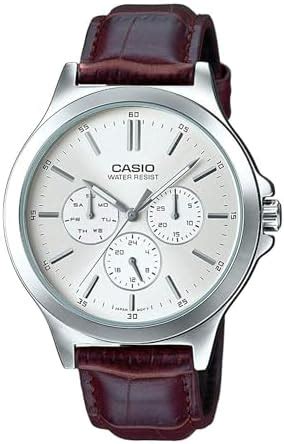 Casio Men Leather Enticer Analog White Dial Mtp-V300L-7Audf ( A1177 ...