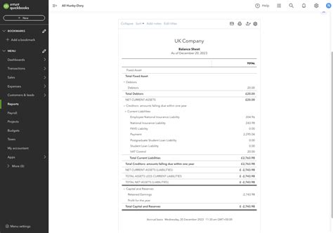 Image result for QuickBooks Balance Sheet