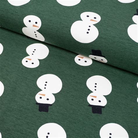 Tissu jersey Snowman vert forêt – Tygdrömmar® | Ikatee – ikatee