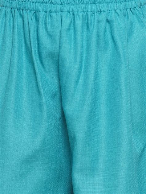 Shop Bitiya by Bhama Girls Sea Green Angrakha Kurta With Palazzos Online
