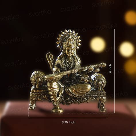 Brass Laxmi Ganesh Saraswati Murti Set | 4" Idols Virajman on Singhasa