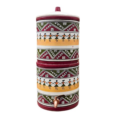 Buy Mittify Earthen Handmade Clay Water Filter with Metal Tap | Indian ...