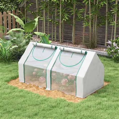 Outsunny 6' x 3' x 3' Portable Greenhouse with Two PE/PVC Covers, Clear ...
