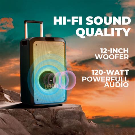 UBON HT-1570 Party Speaker: 120W Power, 12-Inch Woofer, RGB Lights ...