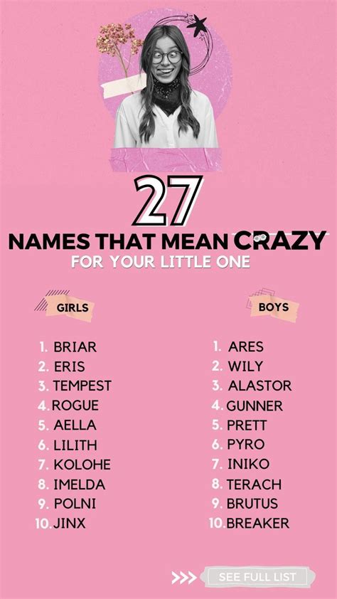 27 Names That Mean Crazy for Your Little One | Crazy girl names, Meant ...