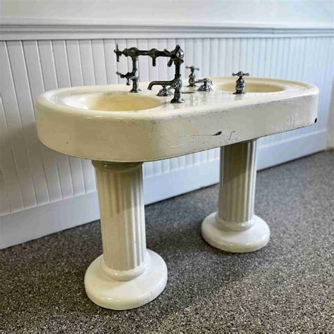 Antique 1909 Barber's Double Pedestal Sink - Historic House Salvage