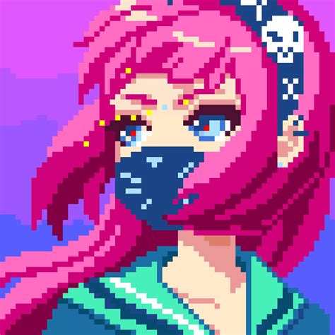 Anime girl pixel art