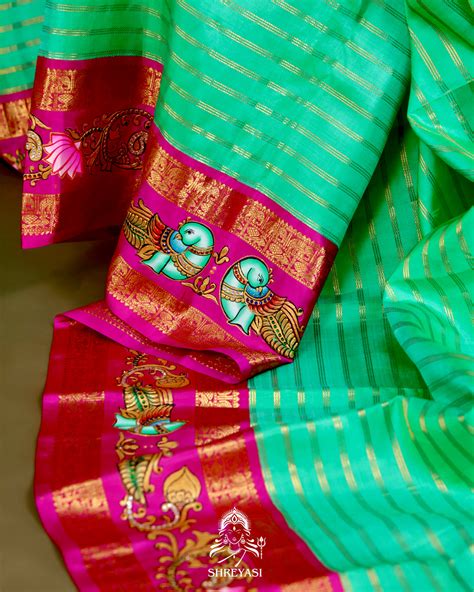 Kanjivaram Silk Saree with Tanjore Artwork – SHREYASI