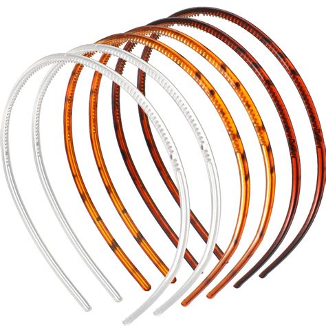 6 Pieces Plastic Plain Headbands Teeth Comb Headbands Skinny DIY Hair ...