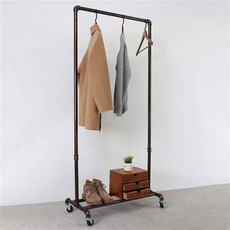 Womio Industrial Iron Pipe Clothing Rack on Wheel, India | Ubuy