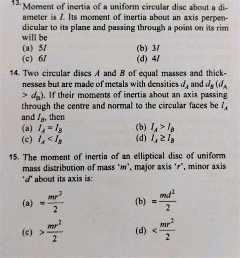 Moment of inertia of a uniform circular disc about a diameter is I. Its m..