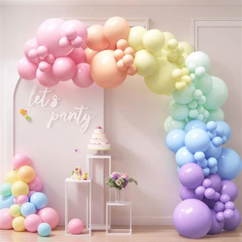 Amazon.com: HOUSE OF PARTY 140PCS Pastel Rainbow Balloon Arch Garland ...