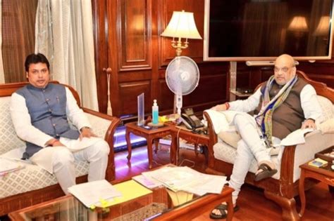 Tripura CM meets Shah in Delhi to discuss Bru rehabilitation
