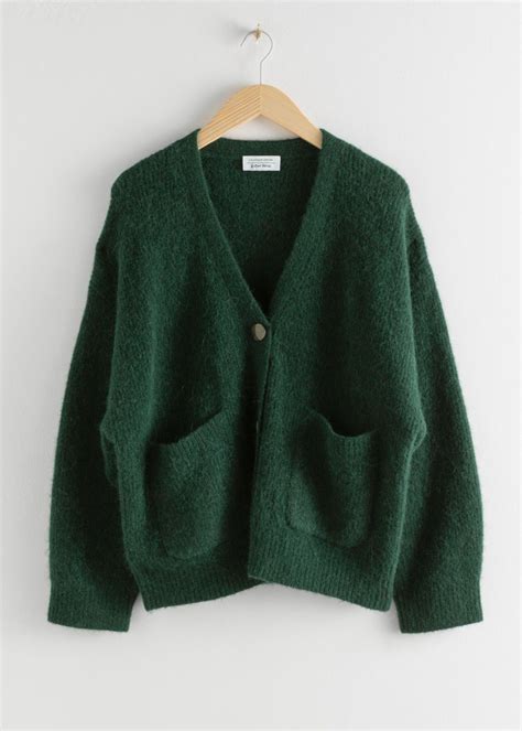 Alpaca Wool Blend Cardigan - Dark Green - Cardigans - & Other Stories ...