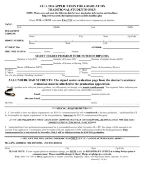 Fillable Online averett App - Fall Graduation Application Tradxls ...