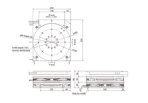 SA200DEDimension｜Alignment Stage SA｜Mechatronics Series｜IKO NIPPON THOMPSON