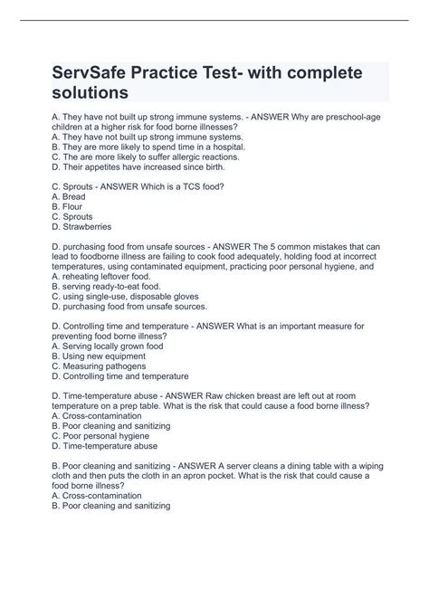 ServSafe Practice Test- with complete solutions - ServSafe - Stuvia US