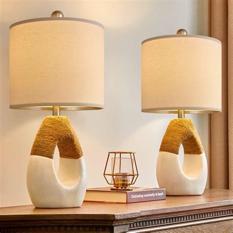OYEARS Boho Table Lamps Bedroom Living Room Set 2 Small Farmhouse ...