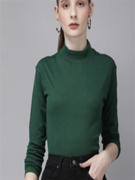 Buy Roadster Women Solid Regular Fit Turtle Neck T Shirt - Tshirts for ...
