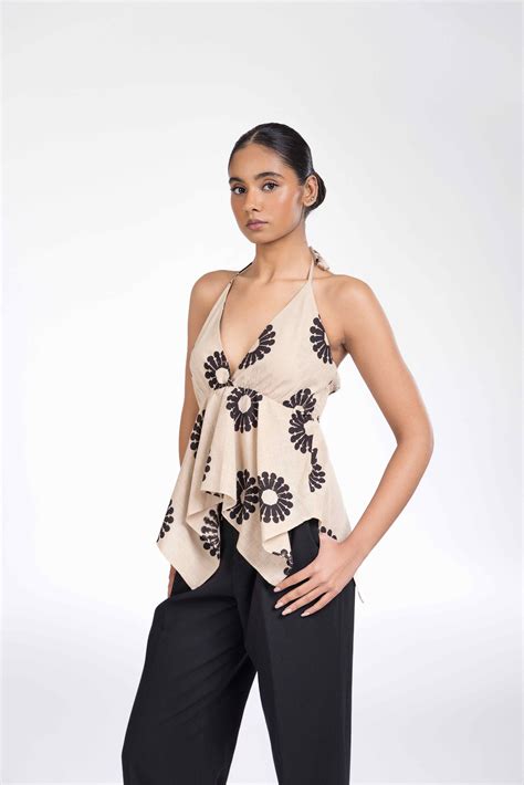 White Halter Top With Necktie – Past Modern