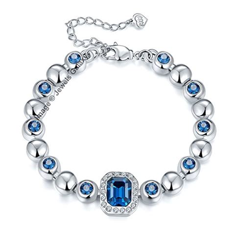 Buy Jewels Galaxy Exclusive Crystal Elements Sparkling Blue Platinum ...