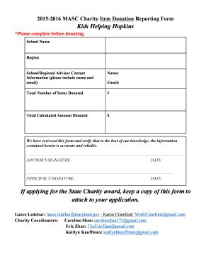 Fillable Online MASC State Charity Item Donation Form Fax Email Print ...