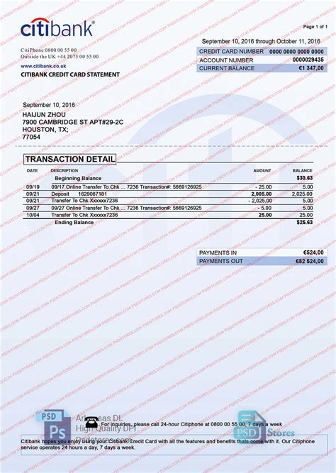 Bank Statement Citibank