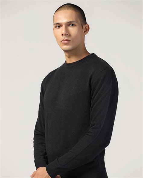 Buy Crew Neck Black Solid Sweater Online at Blackberrys
