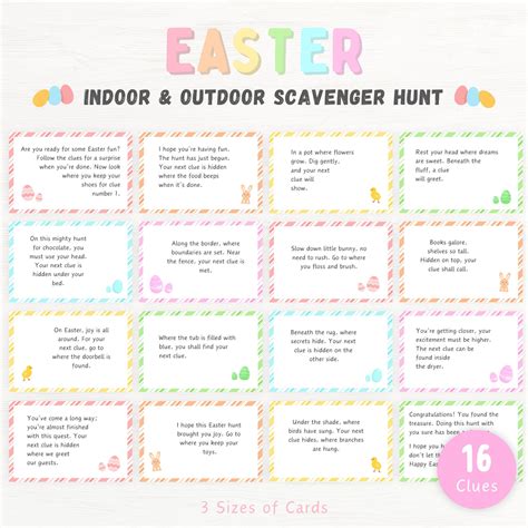 Easter indoor and outdoor scavenger hunt for kids treasure hunt game ...