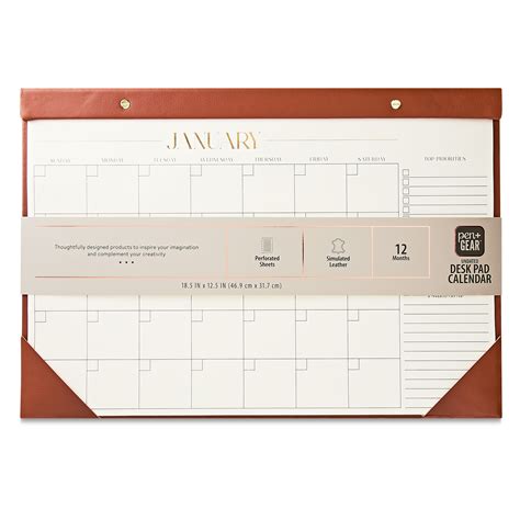 Brandclub - Pen+Gear 12 Month Medium (18.5 x 12.5) Cognac Brown Undated ...