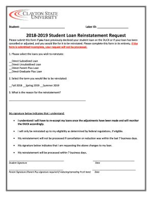 Fillable Online Loan Reinstatement Form Fax Email Print - pdfFiller