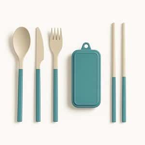 THE LITTLE LOOKERS Kids Reusable Travel Utensil Set with Case | Spoon ...