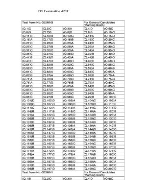 Fillable Online FCI Examination -2012 Test Form No:-322MN3 For General ...