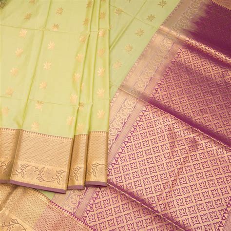 Semi Soft Silk Lime Green Zari Worked Saree – Kumaran Silks
