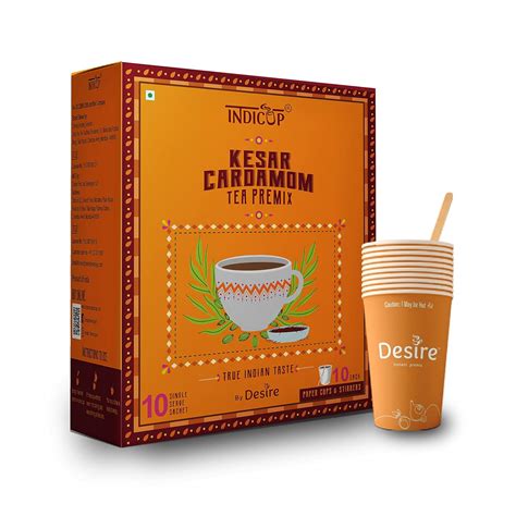 Indicup Kesar Cardamom Tea Instant Premix, Pack of 1-10 sachets (140gms ...