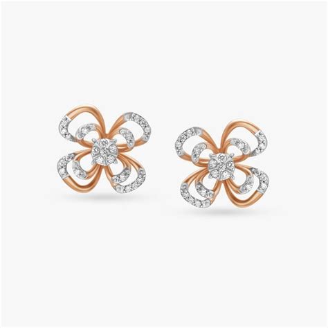Blooming Flower Diamond Stud Earrings