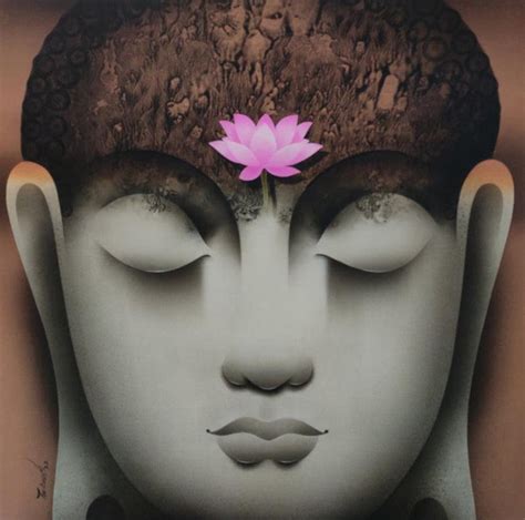 "Buddha": Brown Acrylic Painting (30x30) by Paras Parmar – ArtZolo.com