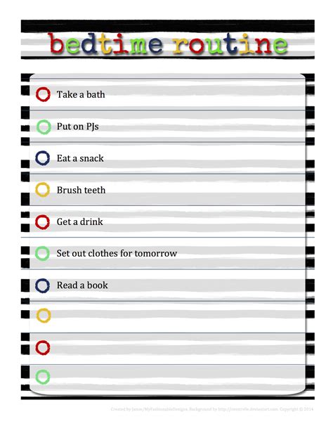 Bedtime Routine Chart Free Printable - King Printables