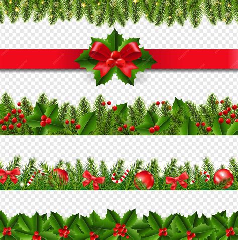 Christmas border big set transparent background | Premium Vector