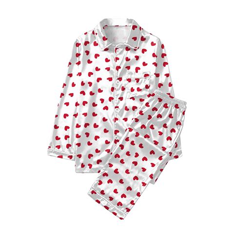 Valentine's Day Pajamas Sets for Women Cotton Button Down Pj Set Cute ...