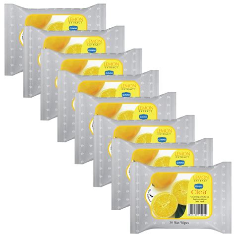 GINNI CLEA Cleansing Makeup Remover Wipes (pack of 8) (30 wipes per ...