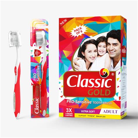 Buy Classic Gold Pro Sensitive Ultra Soft Manual Toothbrush For Adults ...