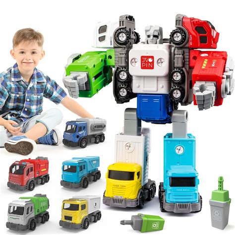 Buy JVOPIN Toys for 5 Year Old Boys- 5 Vehicles Transform into Robot ...