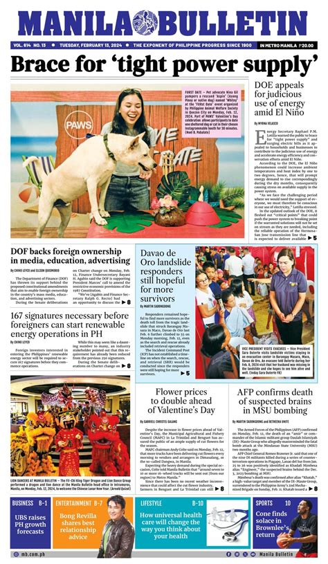 Get digital access to Manila Bulletin - February 13, 2024 issue ...