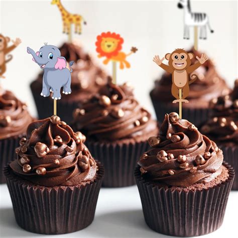 Buy Party Propz Animal Cake Topper - 25Pcs Jungle Theme Cake Topper For ...