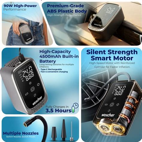 Woscher i23 4500mAh 2in1 Cordless Tyre Inflator 150 psi Tyre Air Pump ...