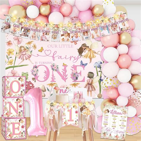 Amazon.com: 152pcs My Fairy First Birthday Decorations Set, Fairy ...