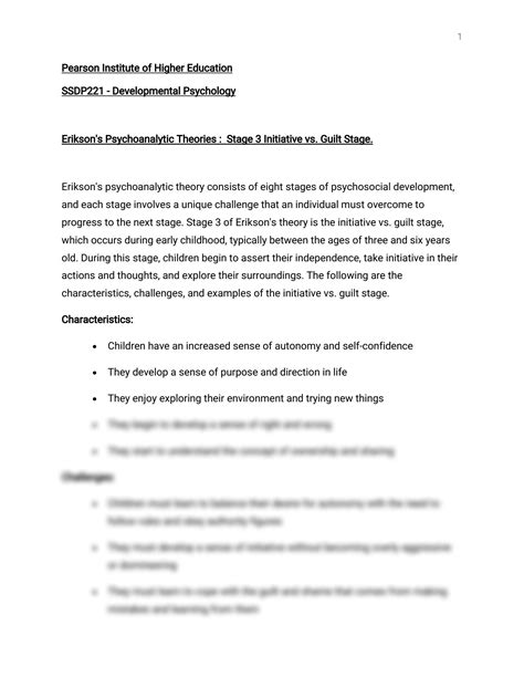 SOLUTION: Erikson's Psychoanalytic Theories -- Stage 3 -- Initiative vs ...
