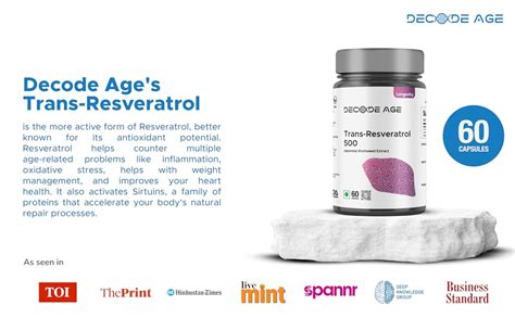 Decode Age 99.5% Pure Trans Resveratrol 500mg Supplement Slow down ...