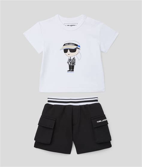 BABY IKON T-SHIRT AND SHORTS SET | White/Black | Kids | KARL LAGERFELD